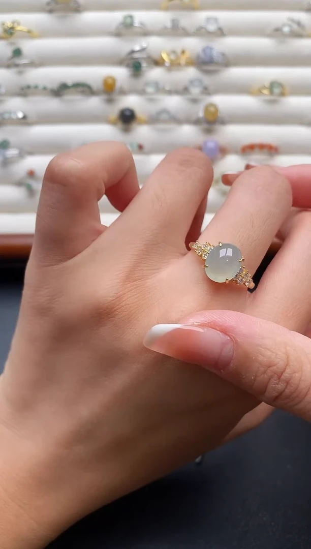 银S925镶嵌戒指翡翠555555+2