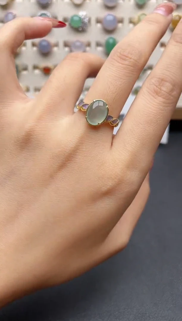 【闪购商品】翡翠戒指银S925镶嵌一物一证一礼盒