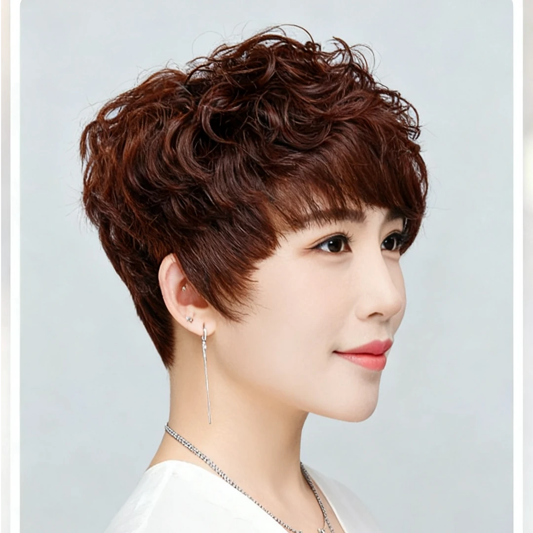 全手织真人发假发套时尚款直播间挑选发型适配各种脸型