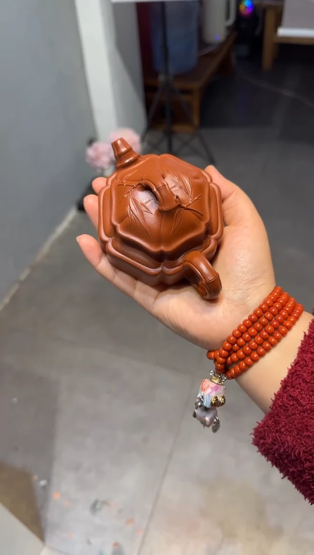 茶壶紫砂已**回六方海棠双线竹鼓