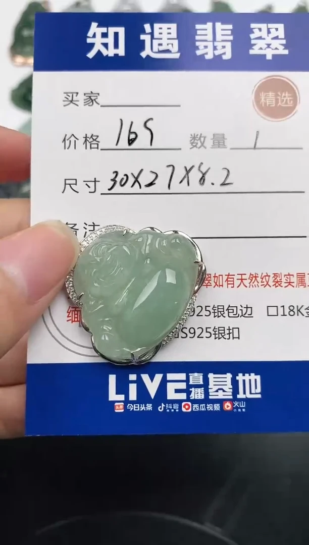颈饰银S925镶嵌翡翠挂件