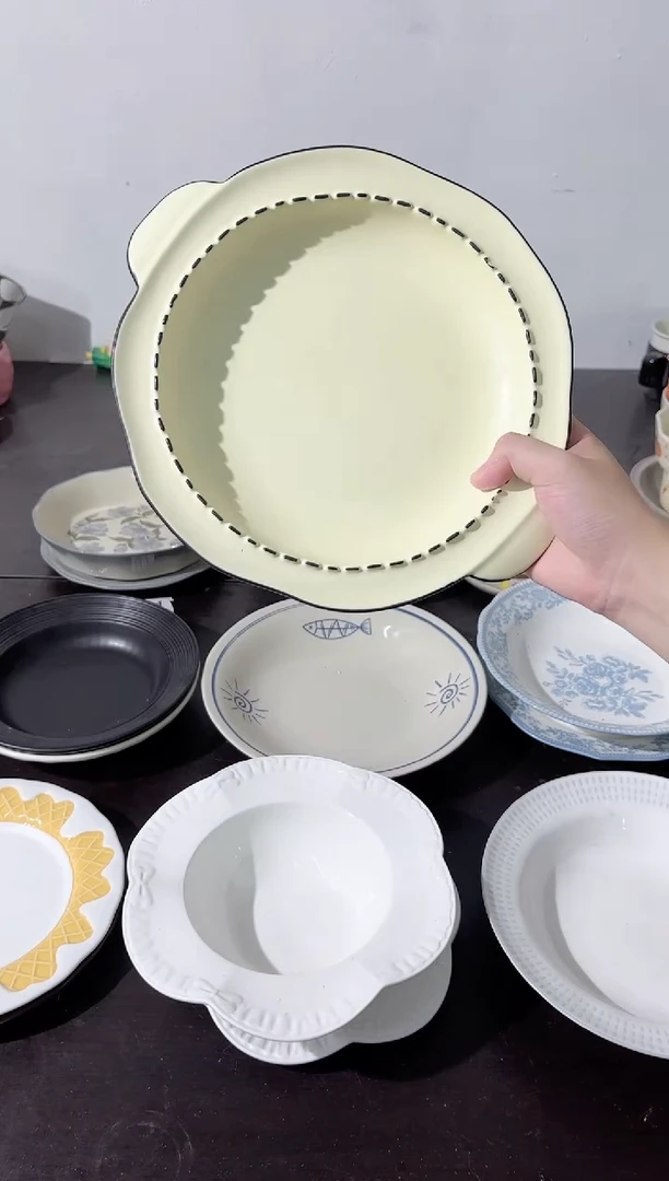 陶直播微瑕双耳虚线盘*1