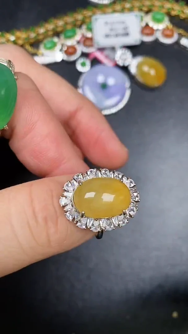 银S925镶嵌戒指翡翠3080