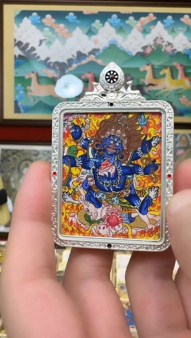 吊坠大黑-热贡纯手绘唐卡吊坠