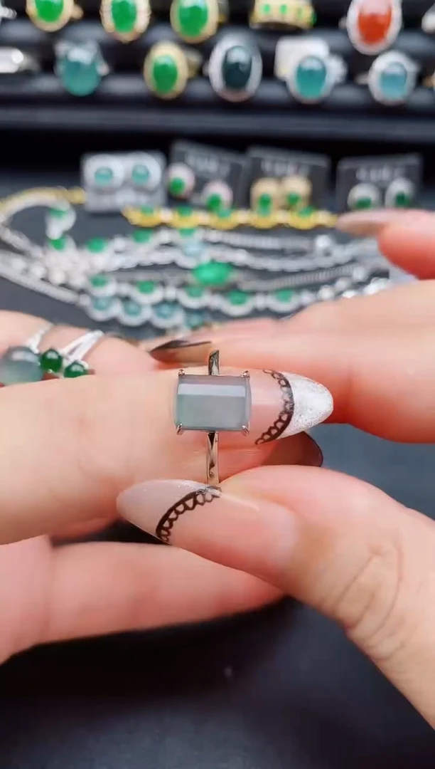 翡翠戒指银S925镶嵌508050