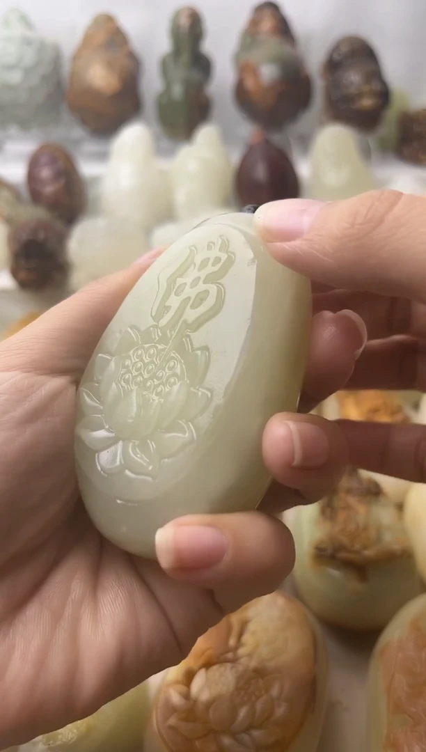 石材方解石棉纹正常不退换佛莲花微瑕