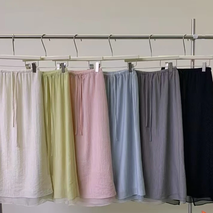 「雅阁布·夏季后开叉拼接下摆韩系半裙597#」