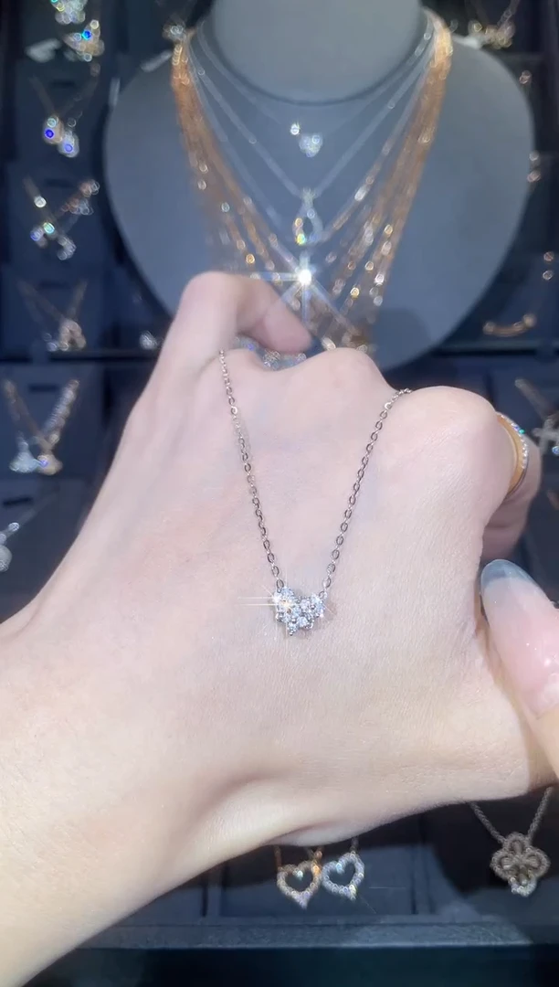 套链钻石18K金镶嵌18K金白  多人 爱心