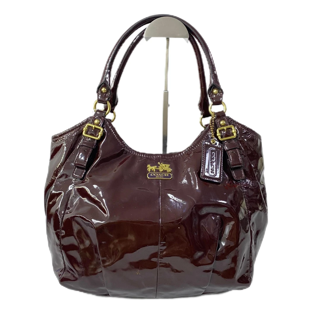 95新 COACH/蔻驰 车厘子色全皮单肩手提包 SH-30113-A