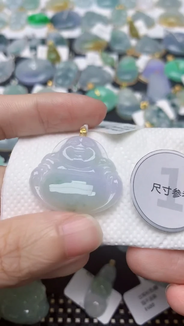 颈饰18K金镶嵌翡翠天然缅甸A货翡翠