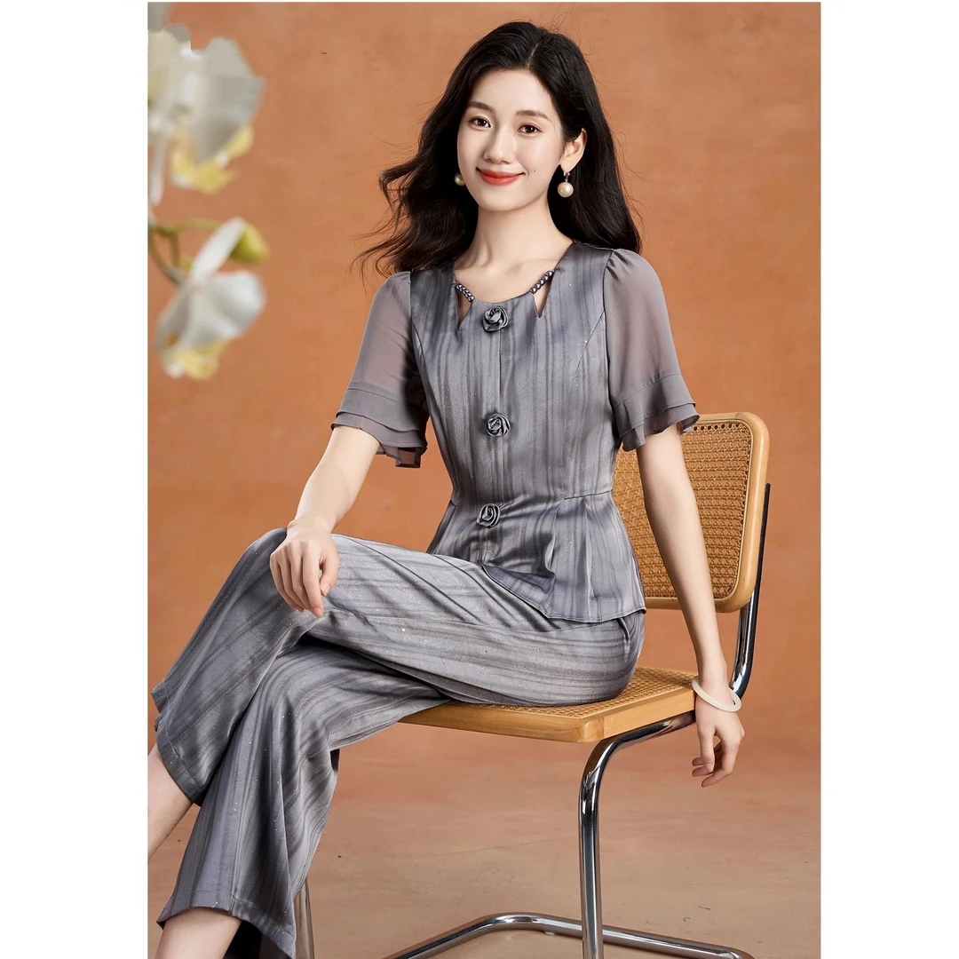 〈纪朵研〉1057高端时尚套装夏女新款轻奢高级感贵夫人两件套