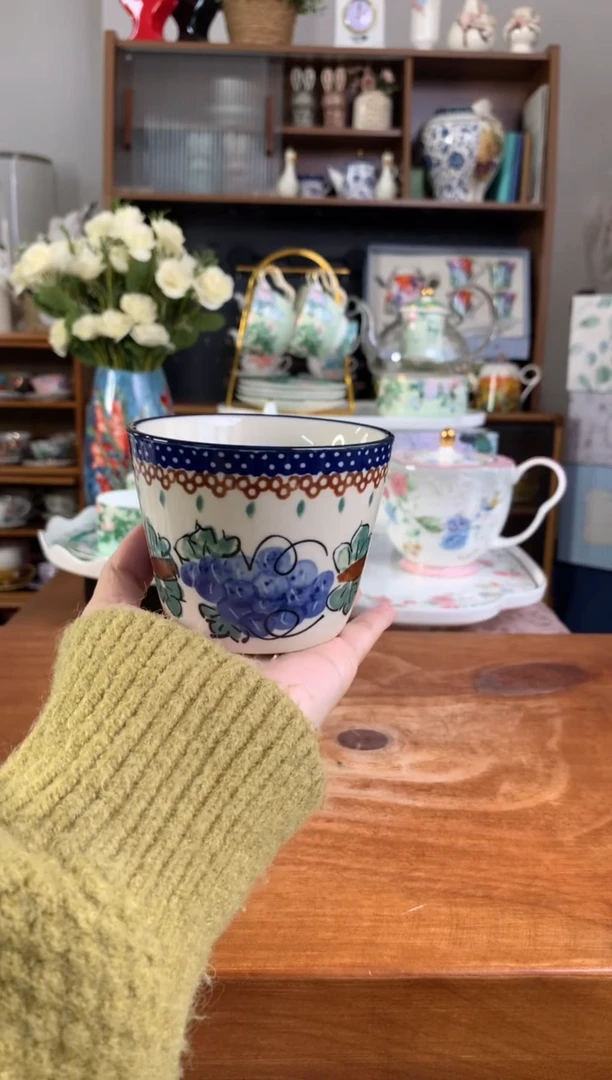 陶瓷【新品体验】蓝葡萄猪口杯