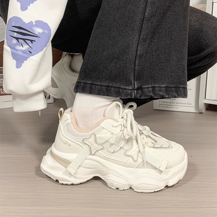 人本超火老爹鞋女厚底透气超轻跑步鞋2025夏季新款户外运动休闲鞋