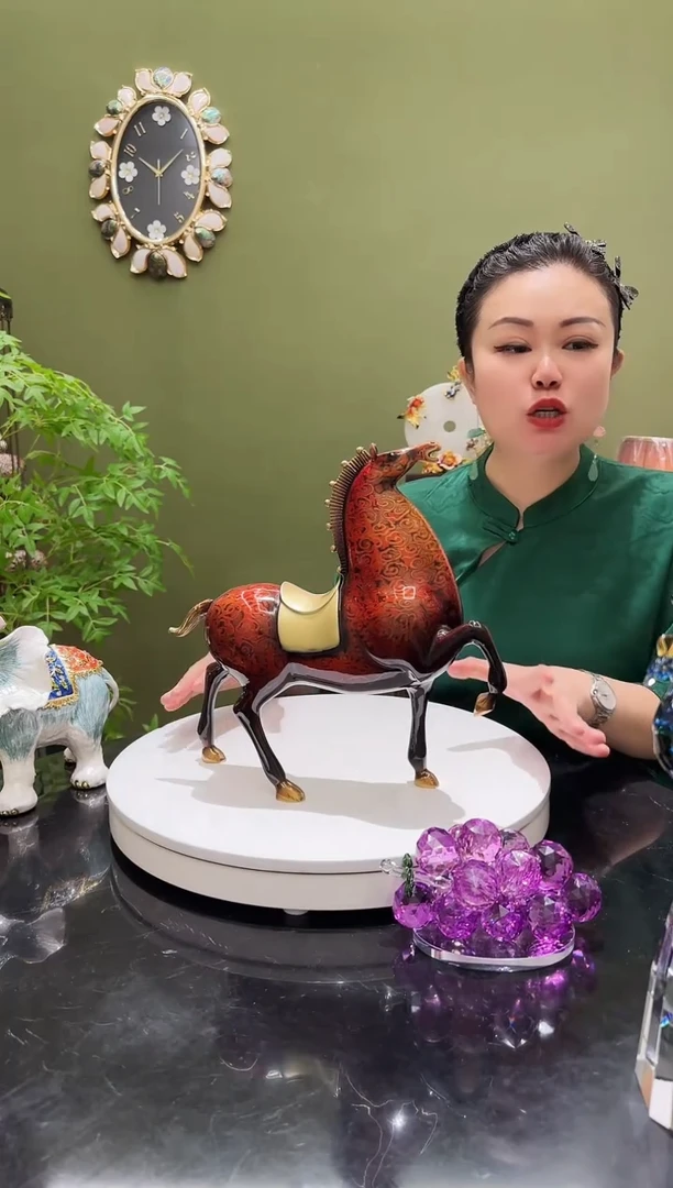 铜大漆工艺   富贵马