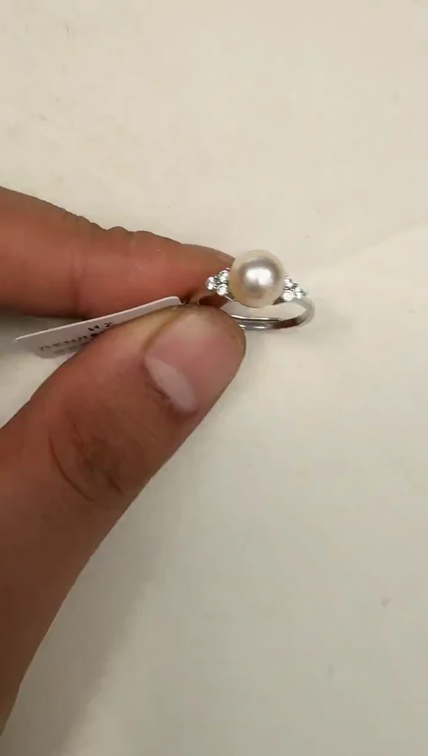 银S925镶嵌戒指海水珍珠戒指