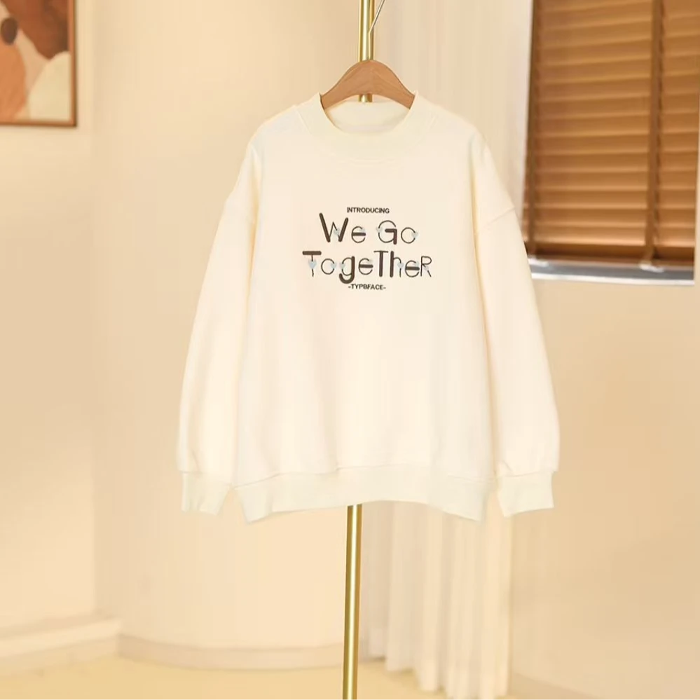 秋冬季女大童套头加绒卫衣新款洋气休闲百搭女童保暖亲子装-SW249