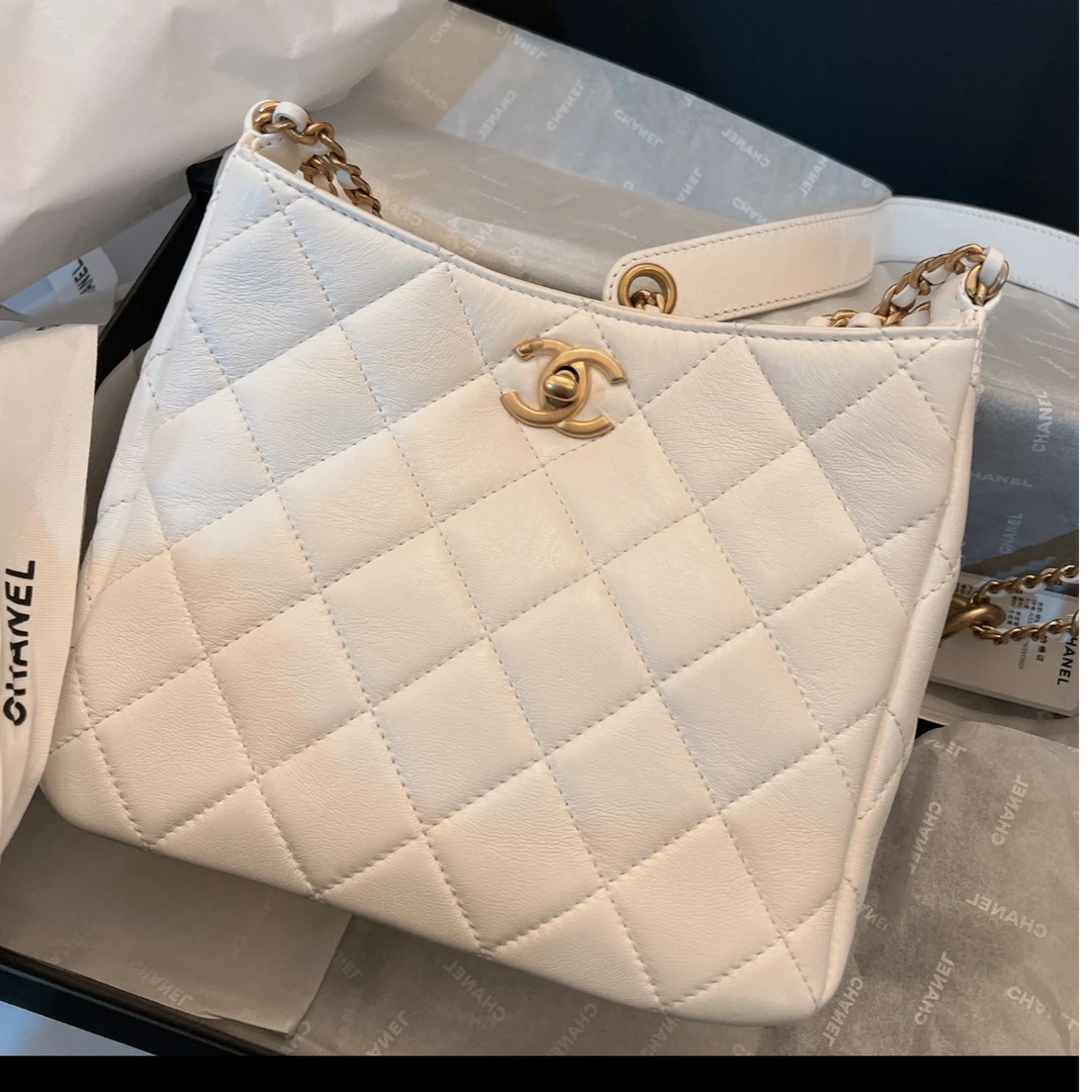 99新 Chanel/香奈儿 小花Jerry活动22B HOBO单肩斜挎包芯片开