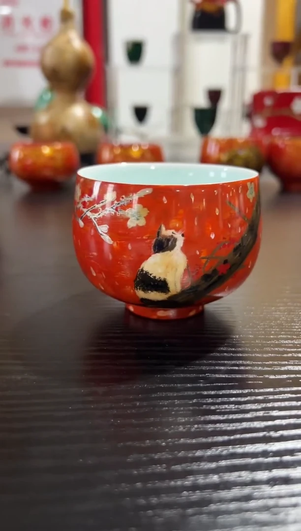 手绘猫杯-太古大漆