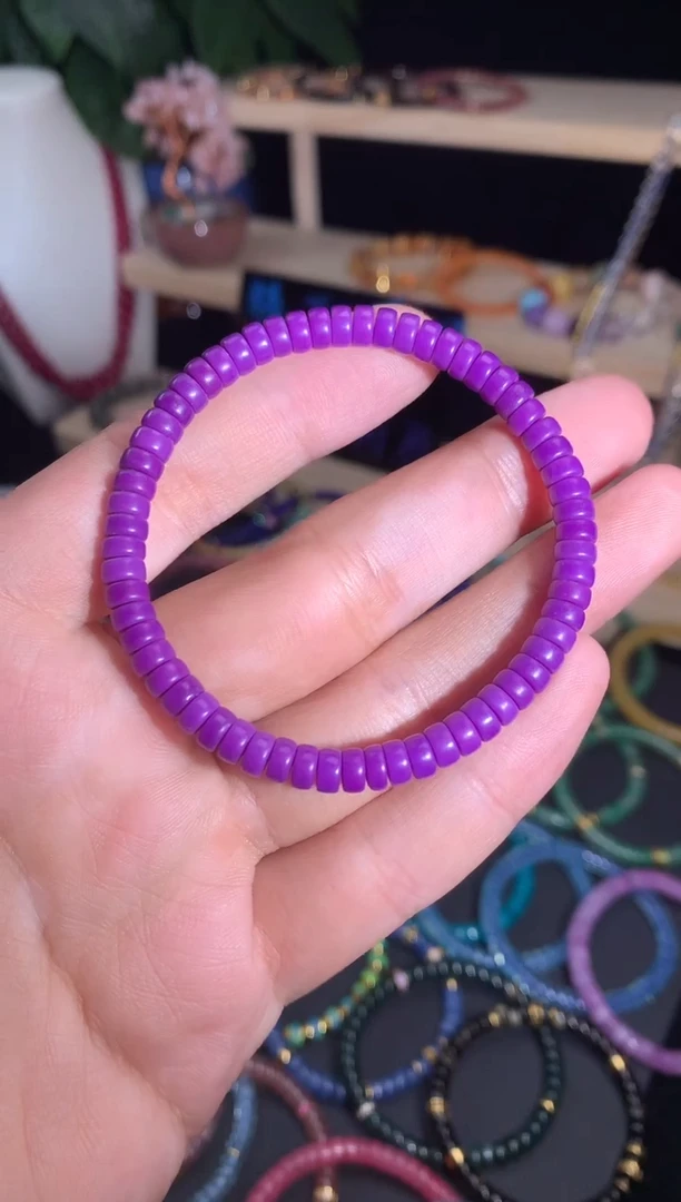 天然辰砂天然紫云母直切药片手串