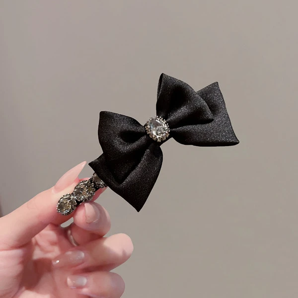 弹簧夹日韩新款时尚网红水钻蝴蝶结侧边鸭百搭洋气发饰发夹女