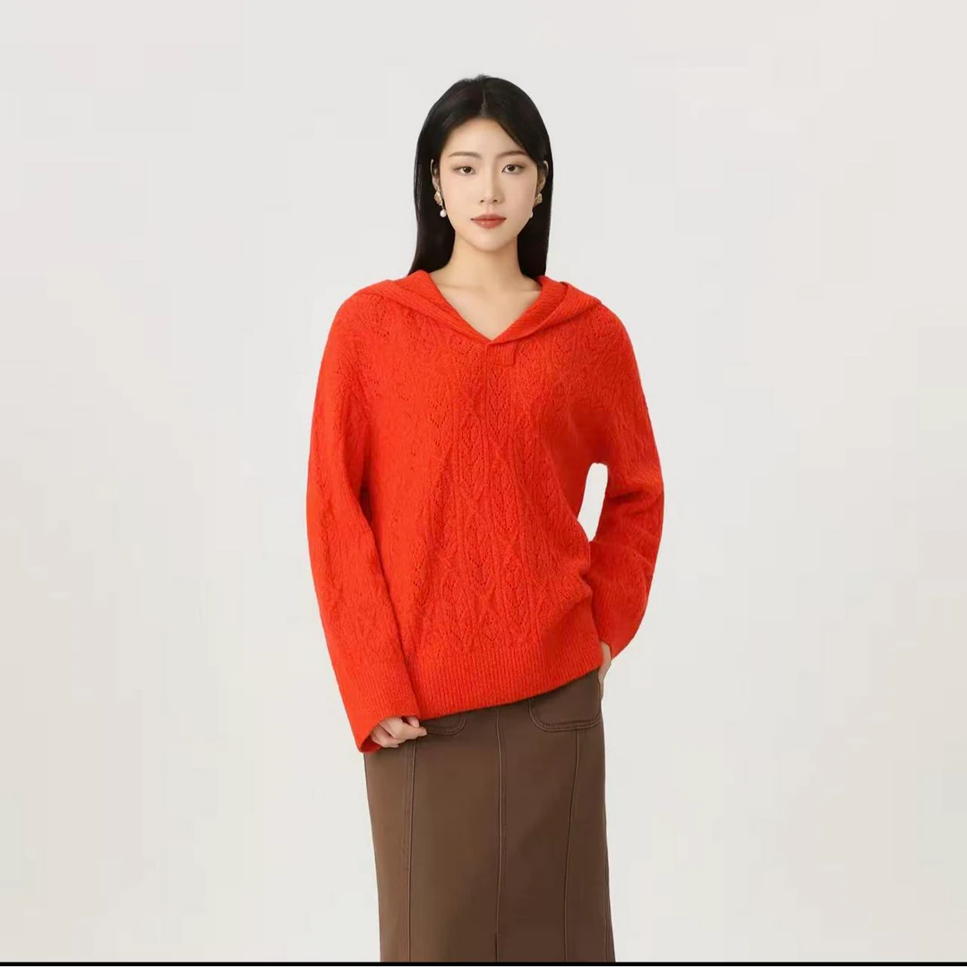 GIRDEAR/哥弟新款秋冬休闲时尚宽松慵懒连帽长袖针织衫毛衣138094