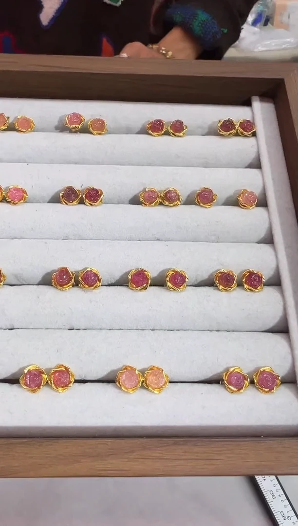 银S925镶嵌耳饰碧玺1216m053多样性发其一