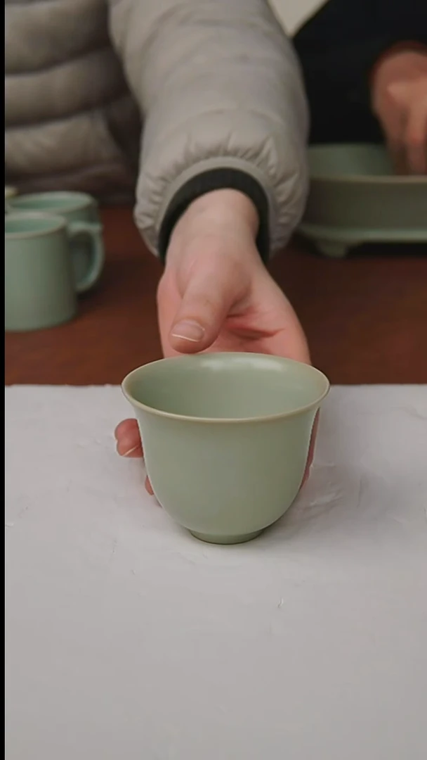 杯子瓷富山严选汝瓷，铃铛杯
