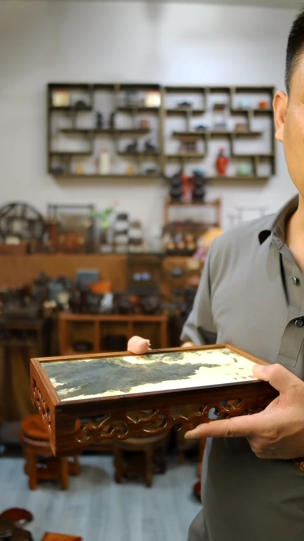 云石长方底座云石图案随机不可选 长28.5宽16高5.5 两个