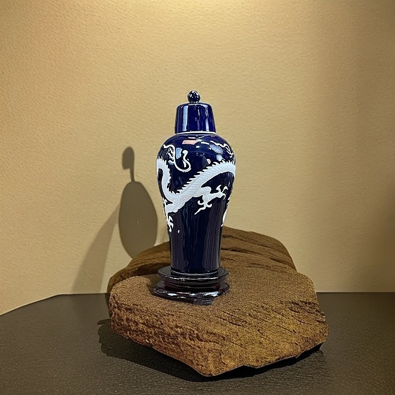 当代仿制 手绘龙纹将军罐礼盒装景德镇陶瓷摆件