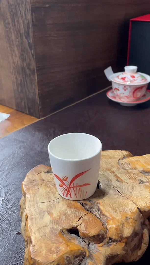 62号纯手绘红绿彩杯杯磁州窑嘎嘎好