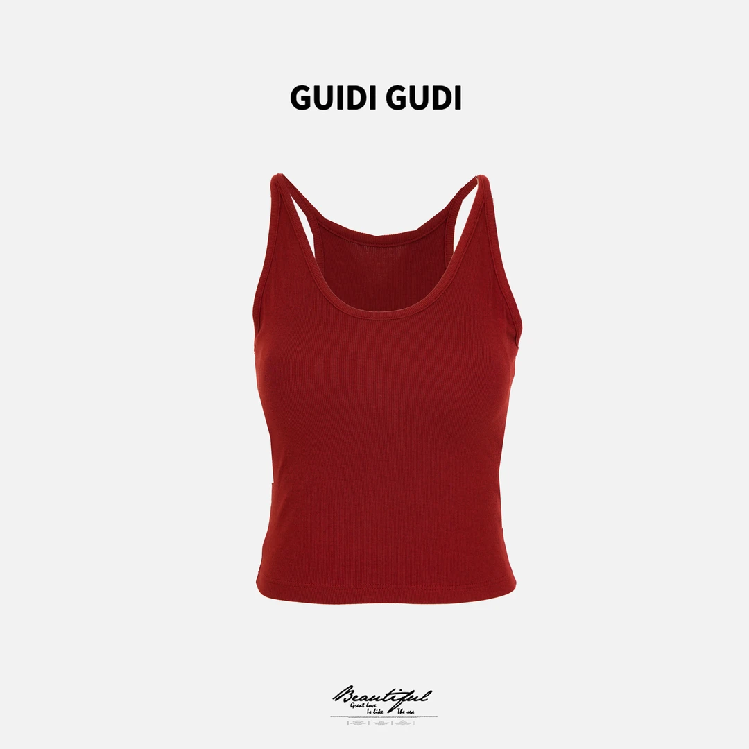 GUIDI GUDI【黑色雷阵雨】性感女人味吊带背心/黄加蓝