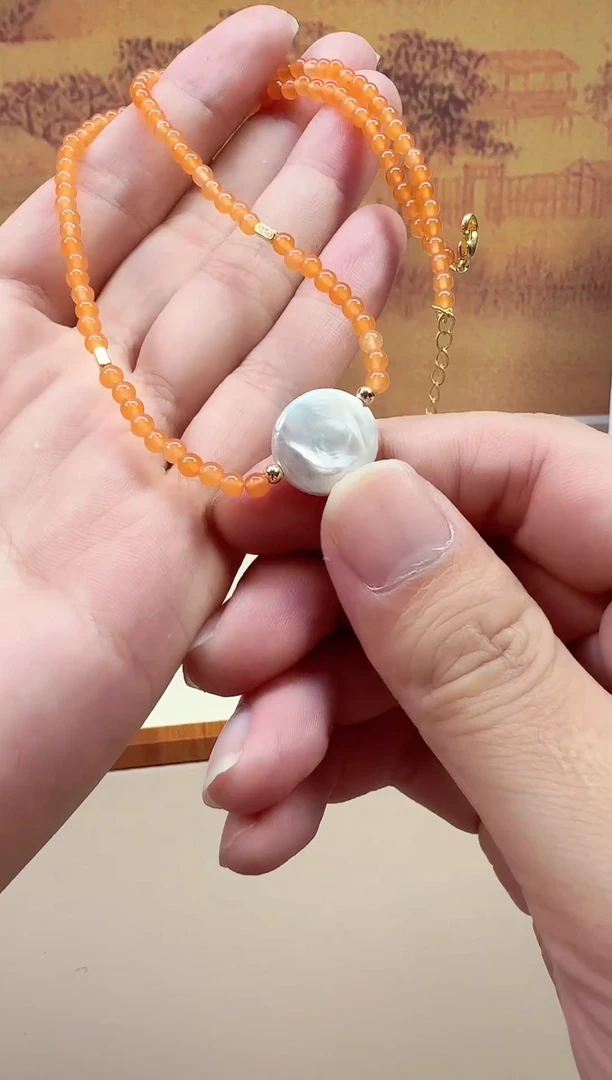 淡水珍珠14K金镶嵌颈饰A912