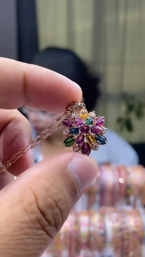 【闪购商品】碧玺吊坠银S925镶嵌4354354354354