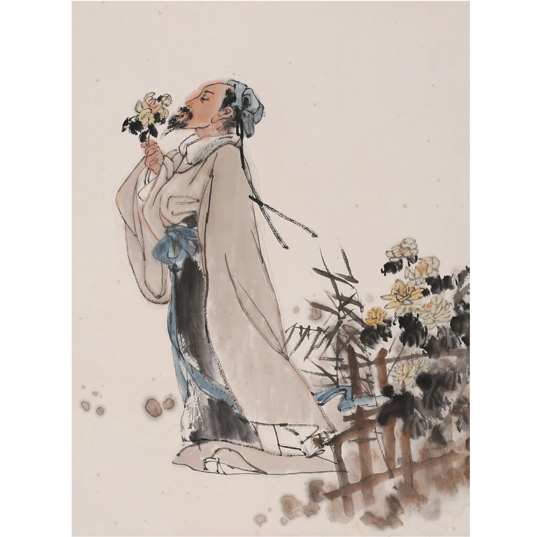 LOT.95 《采菊东篱下》68*45cm 纸本设色立轴