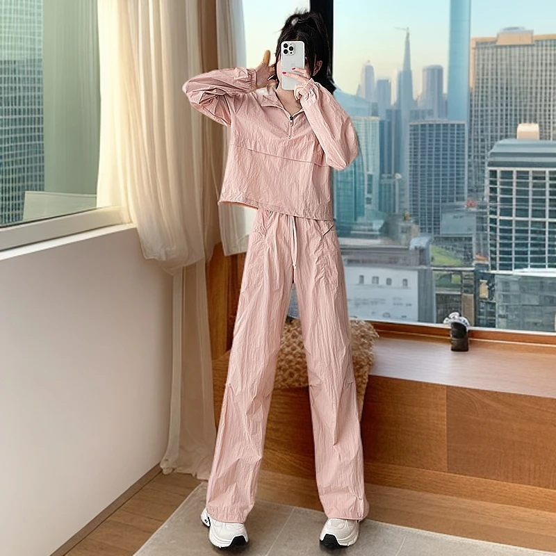 长袖爬山春秋女装套装卫衣工装裤洋气时尚减龄女休闲户外登山衣服