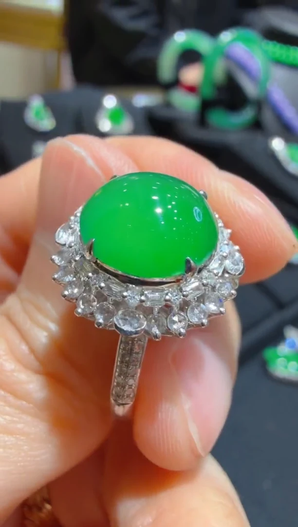 18K金镶嵌戒指翡翠多样性团购发一件