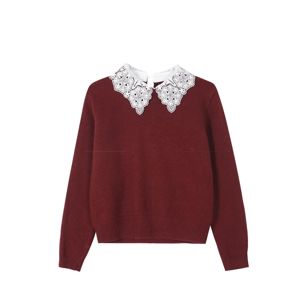 【封后轻奢设计】新款重工刺绣翻领毛衣6383