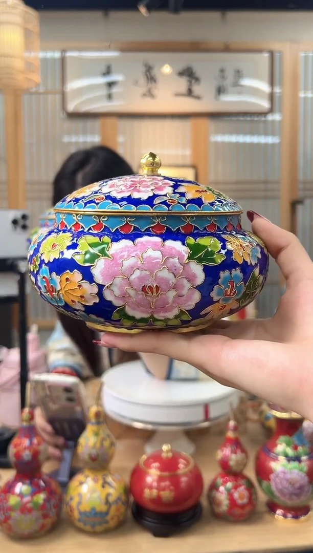 【闪购商品】景泰蓝花丝喜子罐6寸XZG002蓝