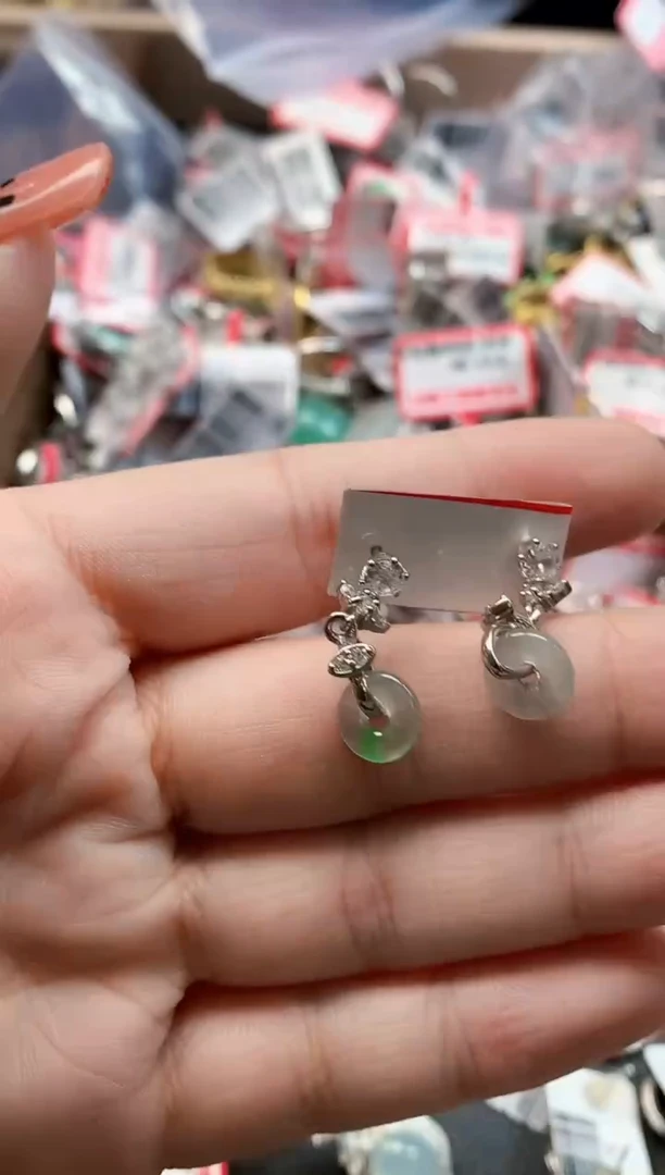 银S925镶嵌戒指翡翠天然A货缅甸翡翠