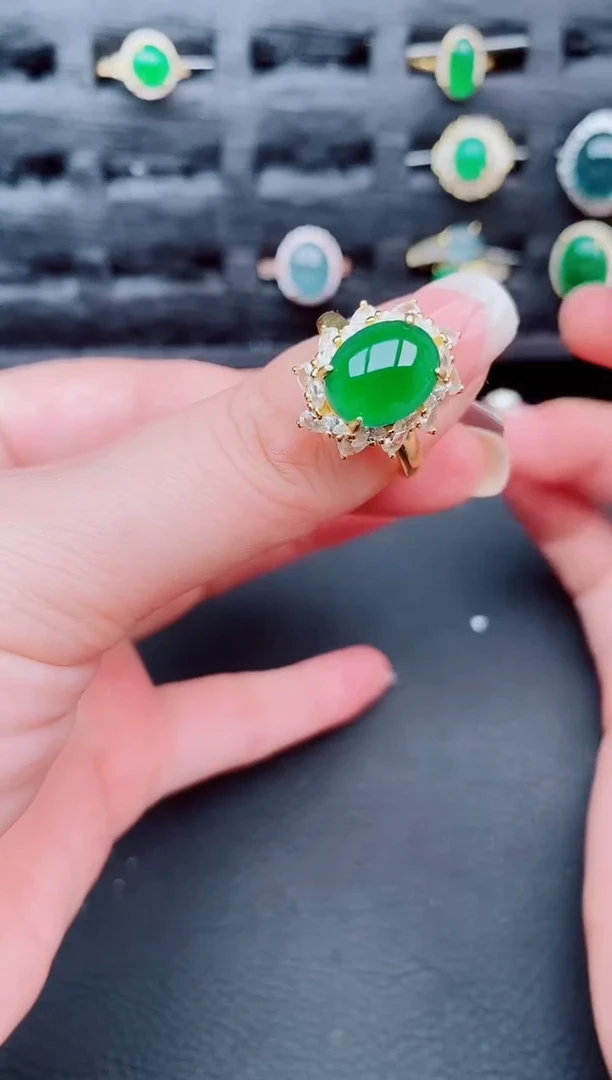 翡翠戒指银S925镶嵌天然a货翡翠197