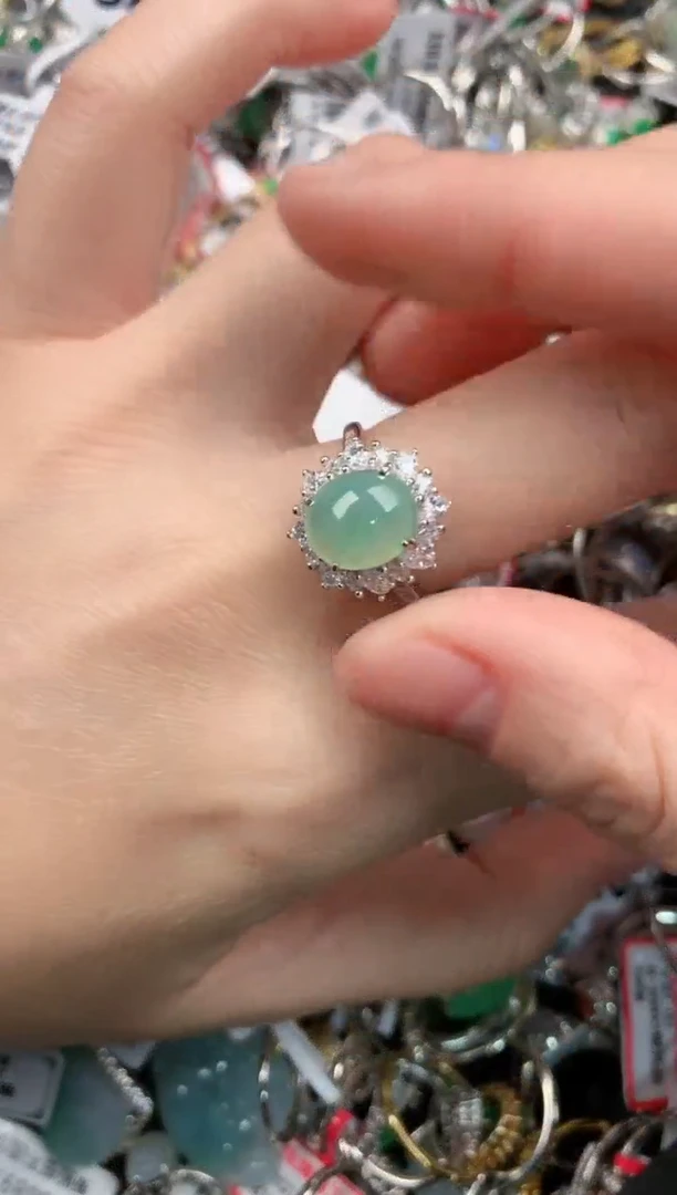 银S925镶嵌戒指翡翠7            1