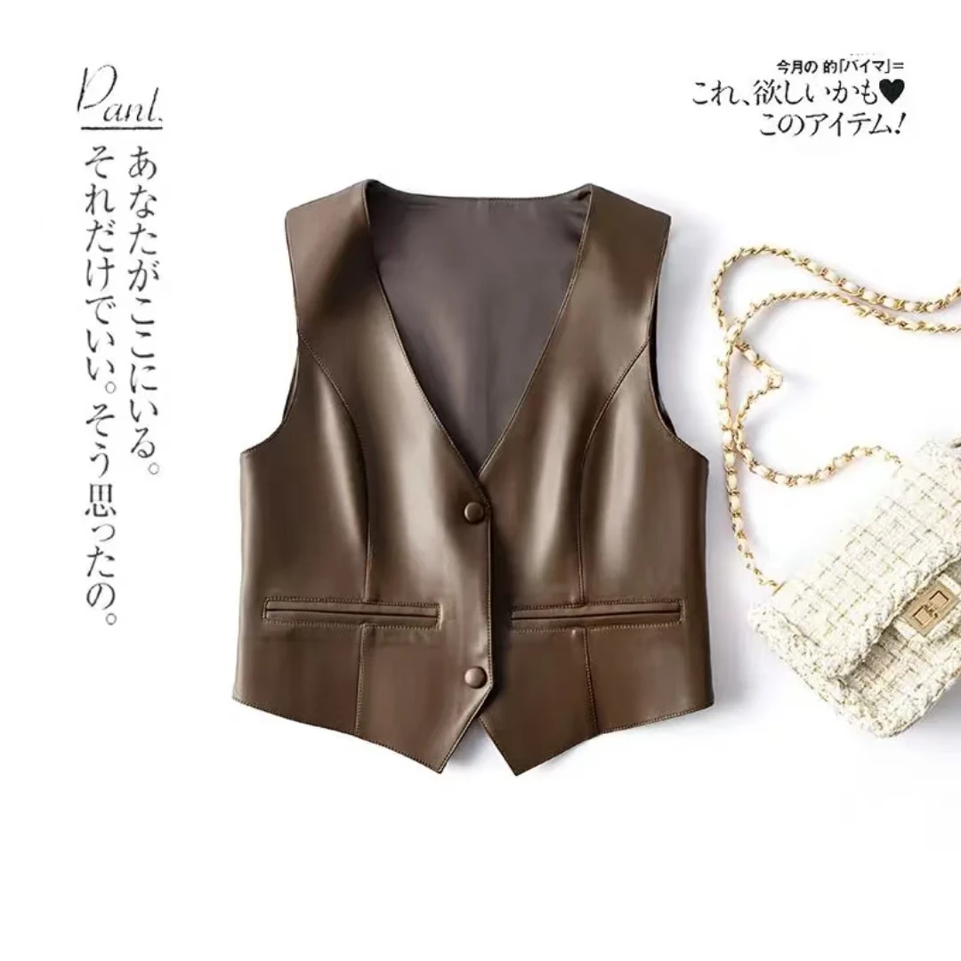 海宁真皮皮马甲 气质休闲百搭显瘦女 CZYL-2312#