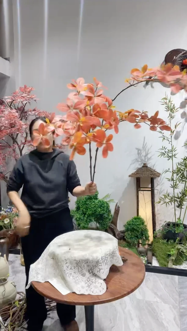 新品体验～仿真2支秋色枝条垂直高度1.1米