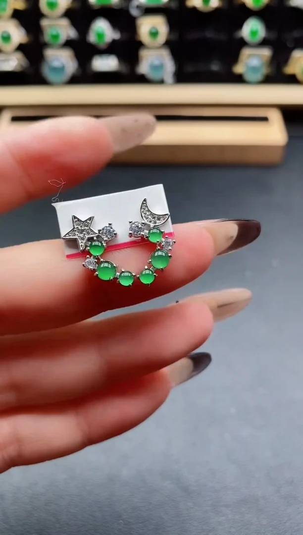 银S925镶嵌戒指翡翠1