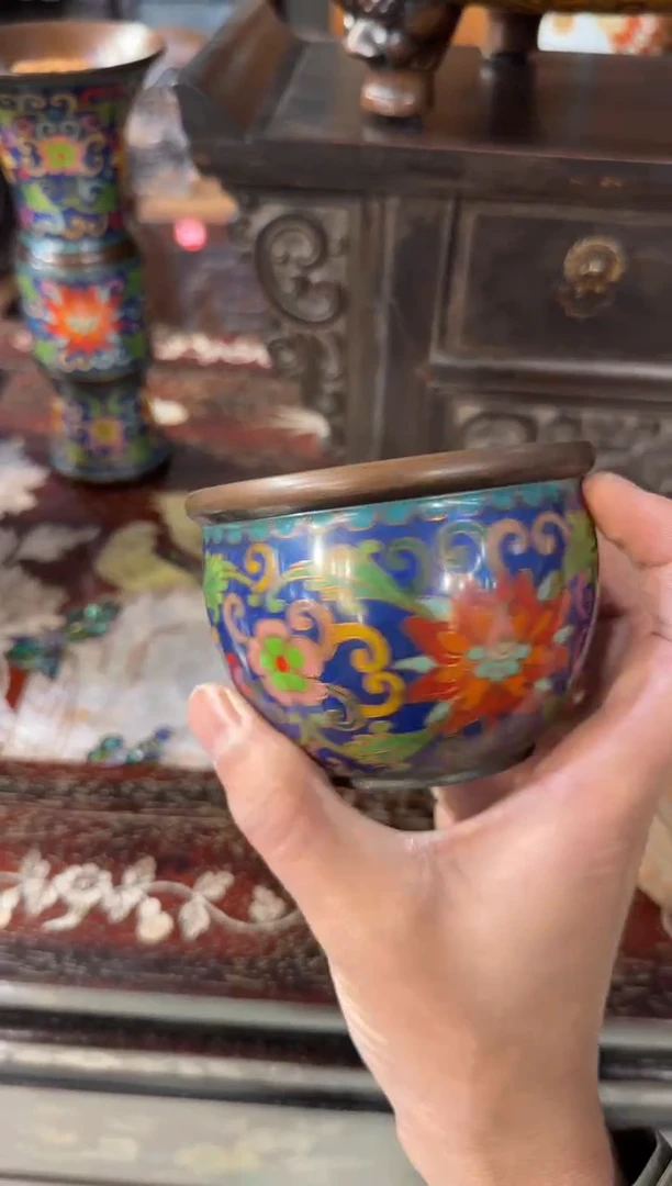 木木头款景泰蓝深蓝缸168