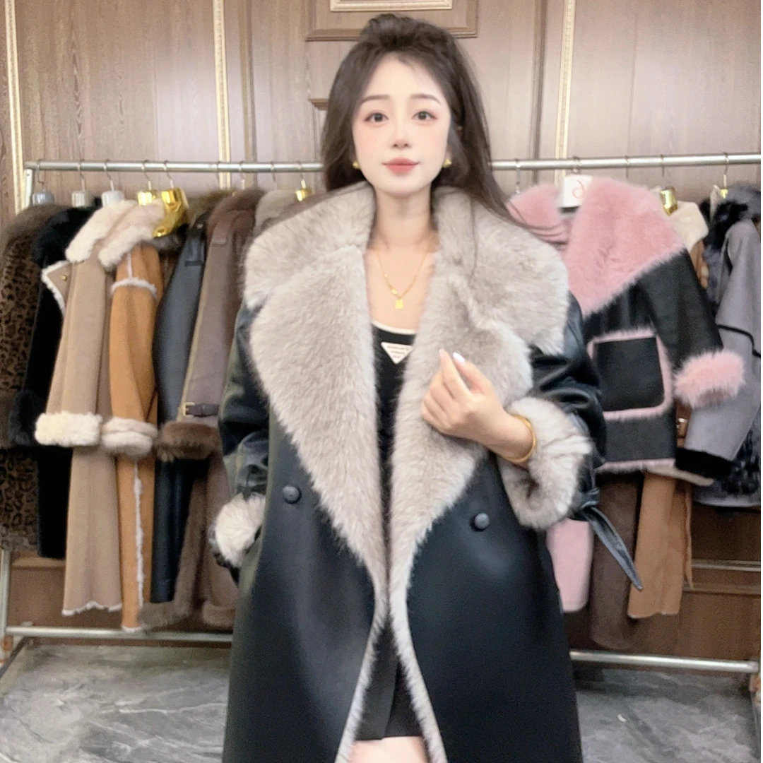 《婷婷推荐J》宽松型女士冬季可拆卸蝴蝶结长袖时尚长款秋冬女厚款