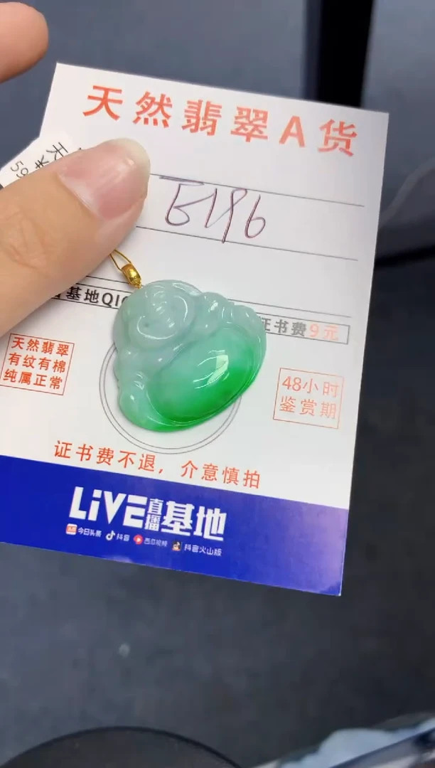 颈饰18K金镶嵌翡翠天然缅甸A货翡翠