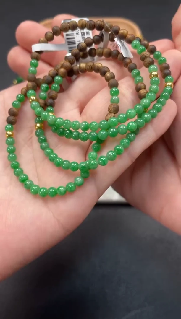 翡翠足金镶嵌套链多样性  发货一条   P614