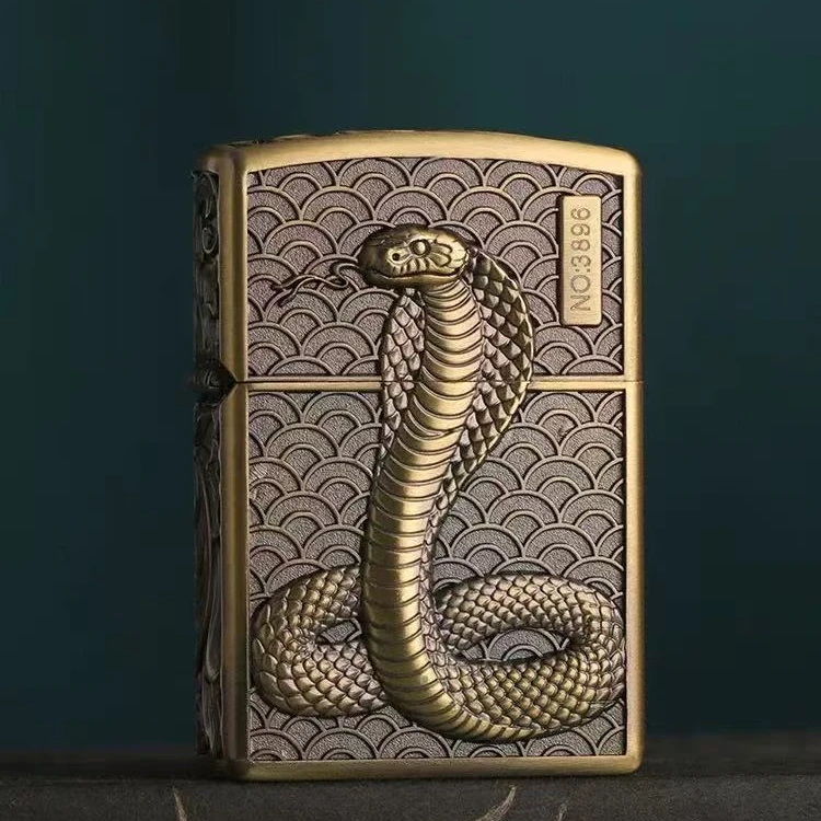 【清】ZORRO/佐罗 盘蛇青铜防风煤油打火机男士礼物 A0413