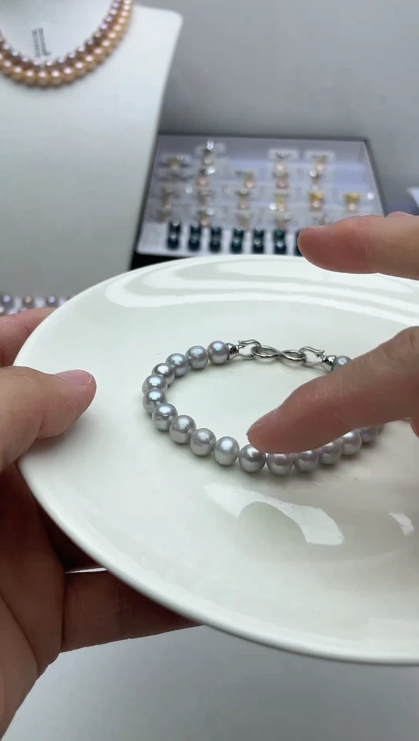 未镶嵌手链淡水珍珠灰色系手链